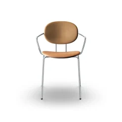 Sibast Furniture Piet Hein Spisebordsstol Krom med Armlán Cognac Láder