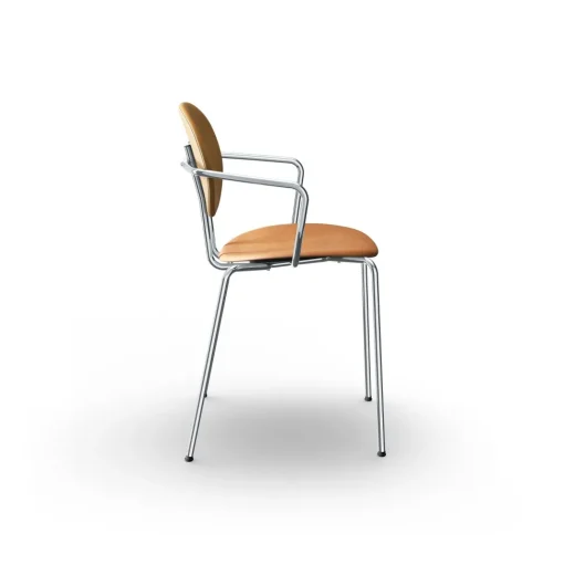 Sibast Furniture Piet Hein Spisebordsstol Krom med Armlán Cognac Láder