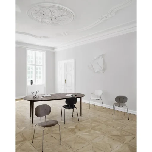 Sibast Furniture Piet Hein Spisebordsstol Krom Sort Egetrá og Remix 123