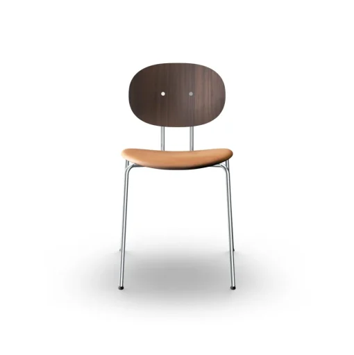 Sibast Furniture Piet Hein Spisebordsstol Krom Valnød og Cognac Láder