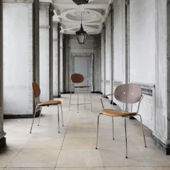 Sibast Furniture Piet Hein Spisebordsstol Krom Valnød og Cognac Láder