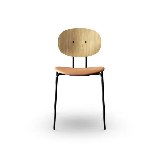 Sibast Furniture Piet Hein Spisebordsstol Sort I Egetrá og Cognac Láder