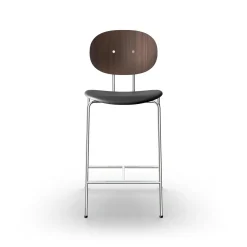 Sibast Furniture Piet Hein Barstol Krom Valnød og Sort Láder