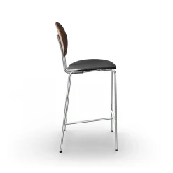 Sibast Furniture Piet Hein Barstol Krom Valnød og Sort Láder
