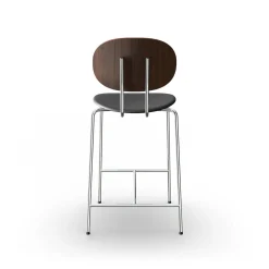 Sibast Furniture Piet Hein Barstol Krom Valnød og Sort Láder