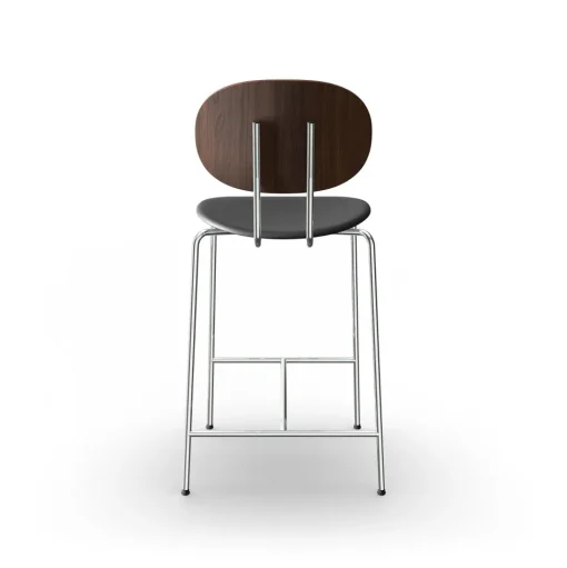 Sibast Furniture Piet Hein Barstol Krom Valnød og Sort Láder