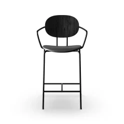 Sibast Furniture Piet Hein Barstol Sort med Armlán Sort Egetrá og Sort Láder
