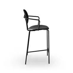 Sibast Furniture Piet Hein Barstol Sort med Armlán Sort Egetrá og Sort Láder