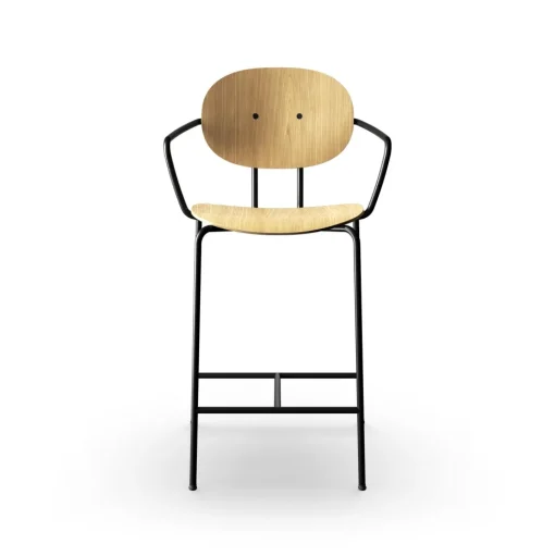 Sibast Furniture Piet Hein Barstol Sort med Armlán Egetrá