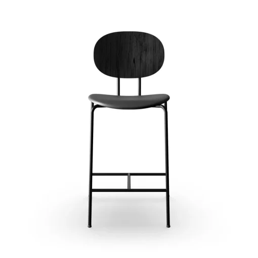 Sibast Furniture Piet Hein Barstol Sort I Sort Egetrá og Sort Láder
