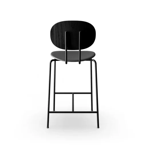 Sibast Furniture Piet Hein Barstol Sort I Sort Egetrá og Sort Láder