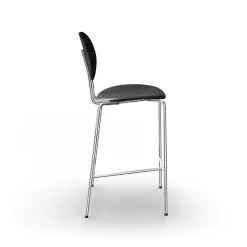 Sibast Furniture Piet Hein Barstol Krom Sort Egetrá og Sort Láder
