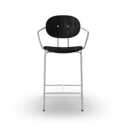 Sibast Furniture Piet Hein Barstol Krom med Armlán Sort Egetrá
