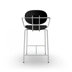 Sibast Furniture Piet Hein Barstol Krom med Armlán Sort Egetrá