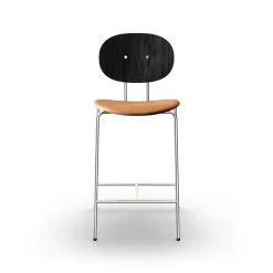 Sibast Furniture Piet Hein Barstol Krom Sort Egetrá og Cognac Láder