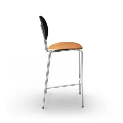 Sibast Furniture Piet Hein Barstol Krom Sort Egetrá og Cognac Láder