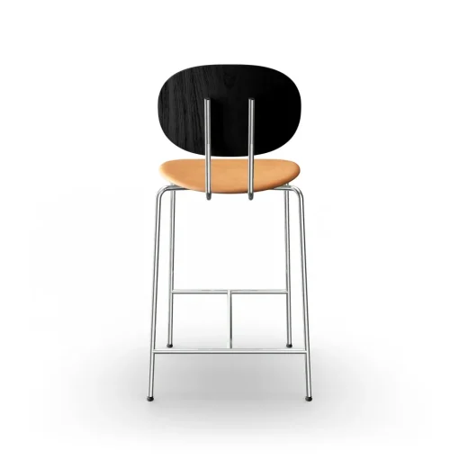 Sibast Furniture Piet Hein Barstol Krom Sort Egetrá og Cognac Láder