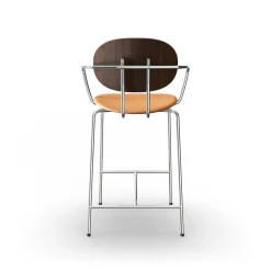 Sibast Furniture Piet Hein Barstol Krom med Armlán Valnød og Cognac Láder