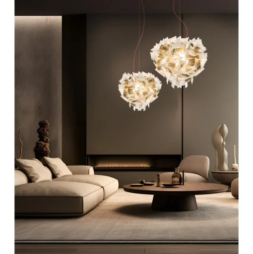 SLAMP Veli Aurea Pendel Stor Hvid/Guld Med Transparent Ledning