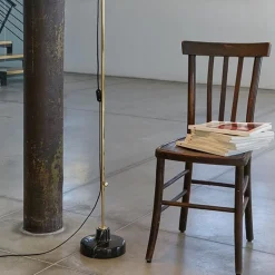 TATO Alzabile Gulvlampe Mangan/Krom & Granit Grå Marmor