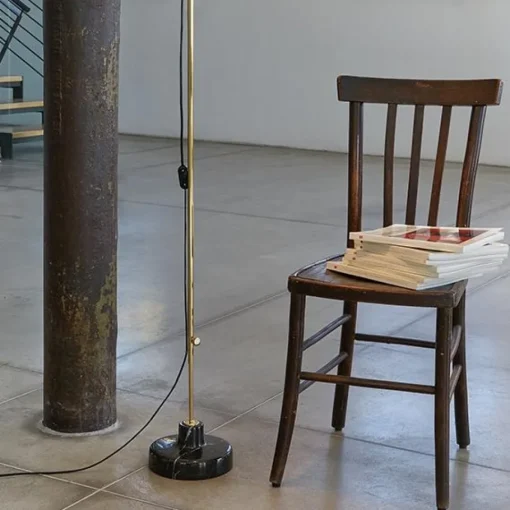 TATO Alzabile Gulvlampe Mangan/Krom & Granit Grå Marmor