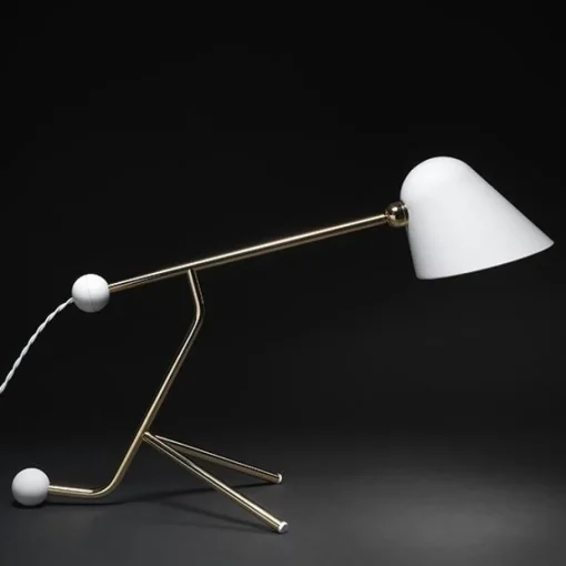 TATO Beghina Bordlampe Hvid & Messing