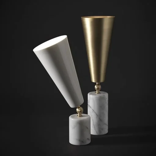 TATO Vox Bordlampe Hvid Marmor & Krom/Sort Stor
