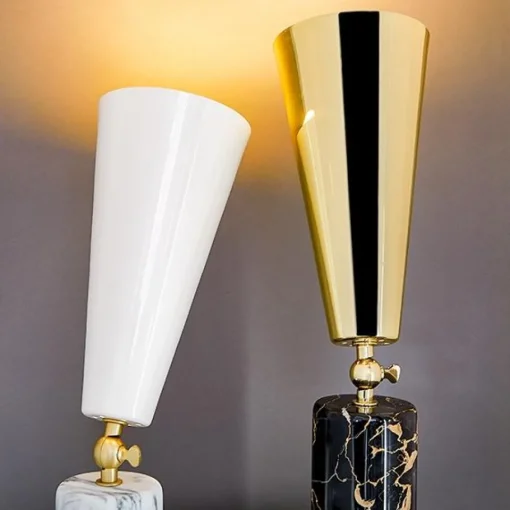 TATO Vox Bordlampe Sort Marmor & Krom/Hvid Stor