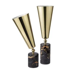 TATO Vox Bordlampe Sort/brun Marmor & Messing Stor