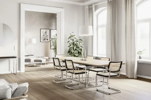 Thonet S 32 N Cantilever Spisebordsstol Krom/Valnød