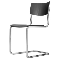 Thonet S 43 ST Spisebordsstol Stabelbar Krom/Sort Bejdset Bøgetrá