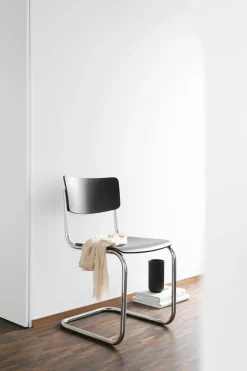 Thonet S 43 ST Spisebordsstol Stabelbar Krom/Sort Bejdset Bøgetrá