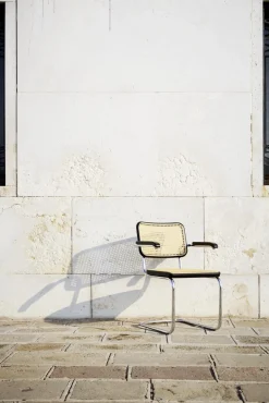 Thonet S 64 V Cantilever Spisebordsstol med Armlán Krom/Sort Bejdset Bøgetrá