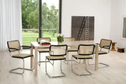 Thonet S 64 V Cantilever Spisebordsstol med Armlán Krom/Sort Bejdset Bøgetrá