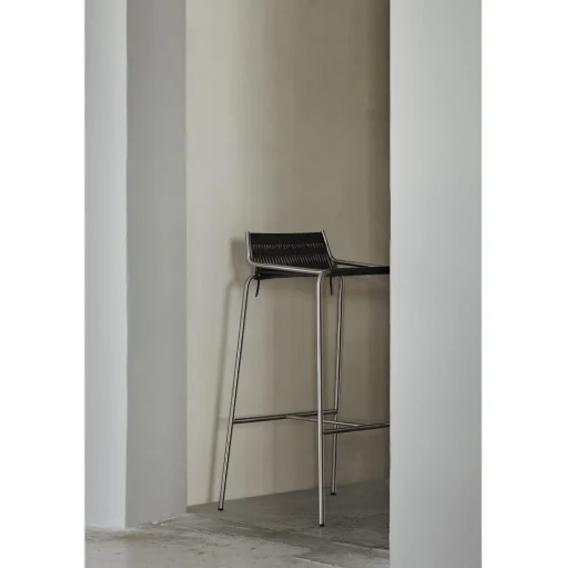 Thorup Copenhagen Noel Barstol Rustfrit stål/Sort Linned H77 cm