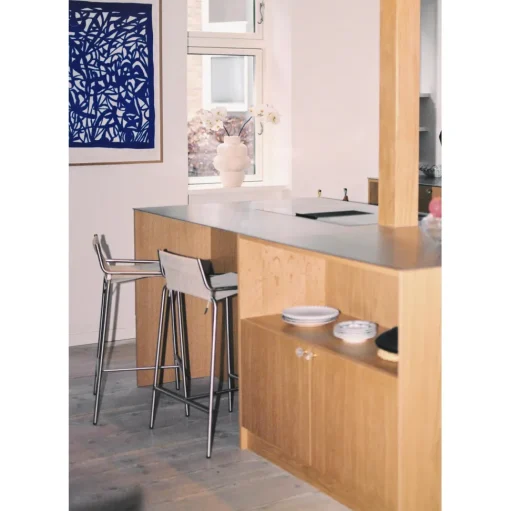 Thorup Copenhagen Noel Barstol Rustfrit Stål/Grå Uld H67 cm