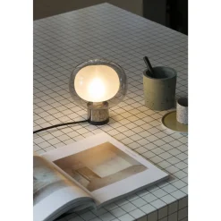 TOOY Nabila 552.36 Bordlampe Mat Sort/Sort Krom med Røget Glas