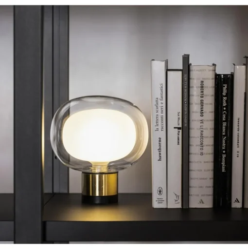 TOOY Nabila 552.36 Bordlampe Mat Sort/Sort Krom med Røget Glas