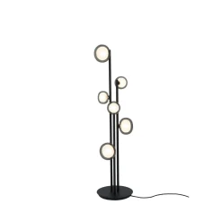TOOY Nabila 552.66 Gulvlampe Mat Sort/Sort Krom med Røget Glas
