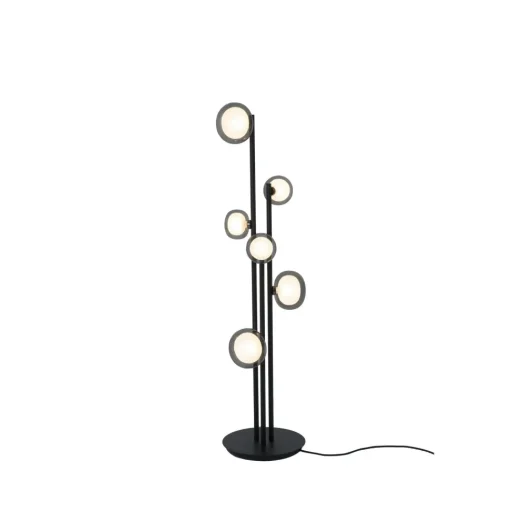 TOOY Nabila 552.66 Gulvlampe Mat Sort/Sort Krom med Røget Glas