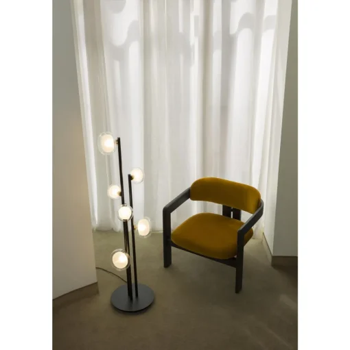 TOOY Nabila 552.66 Gulvlampe Mat Sort/Sort Krom med Røget Glas