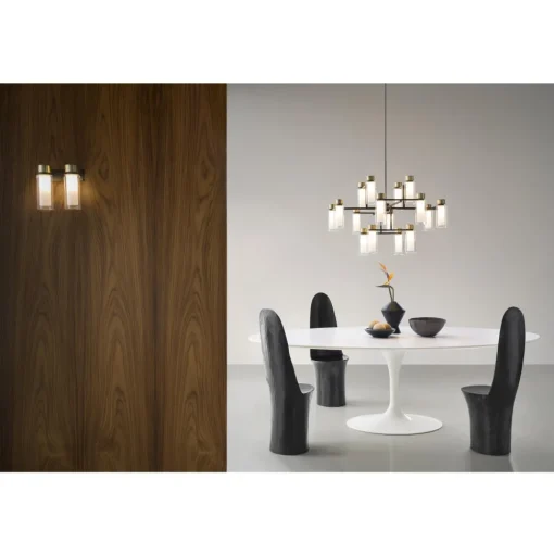 TOOY Osman 560.16 Pendel Mat Sort/Børstet Messing med Klar Glas