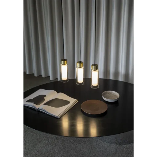 TOOY Osman 560.21 Pendel Mat Sort/Børstet Messing med Klar Glas
