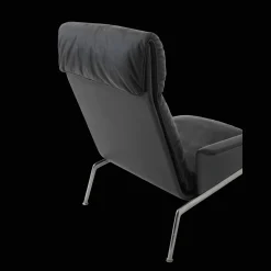 &Tradition Muno LN17 Lánestol Med Armlán & Høj Ryg Mørk Krom/Noble Leather Black