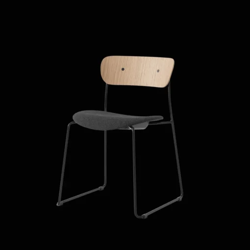 &Tradition Pavilion AV52 Spisebordsstol Polstret Sáde Sort/Re-wool