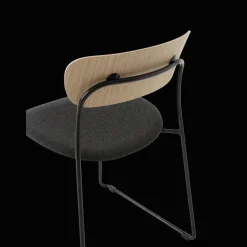 &Tradition Pavilion AV52 Spisebordsstol Polstret Sáde Sort/Re-wool