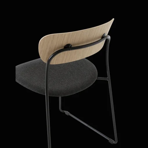 &Tradition Pavilion AV52 Spisebordsstol Polstret Sáde Sort/Re-wool