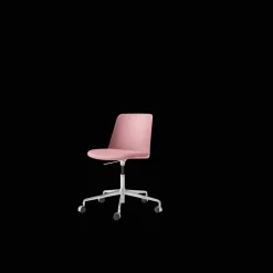 &Tradition Rely HW29 Spisebordsstol Uden Armlán Swivel Med Hjul Polstret Sáde Soft Pink/Aluminium/Vidar 0622