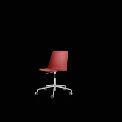 &Tradition Rely HW28 Spisebordsstol Uden Armlán Swivel Med Hjul Vermilion Red/Aluminium