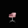 &Tradition Rely HW39 Spisebordsstol Med Armlán Swivel Polstret Sáde Soft Pink/Aluminium/Vidar 0622